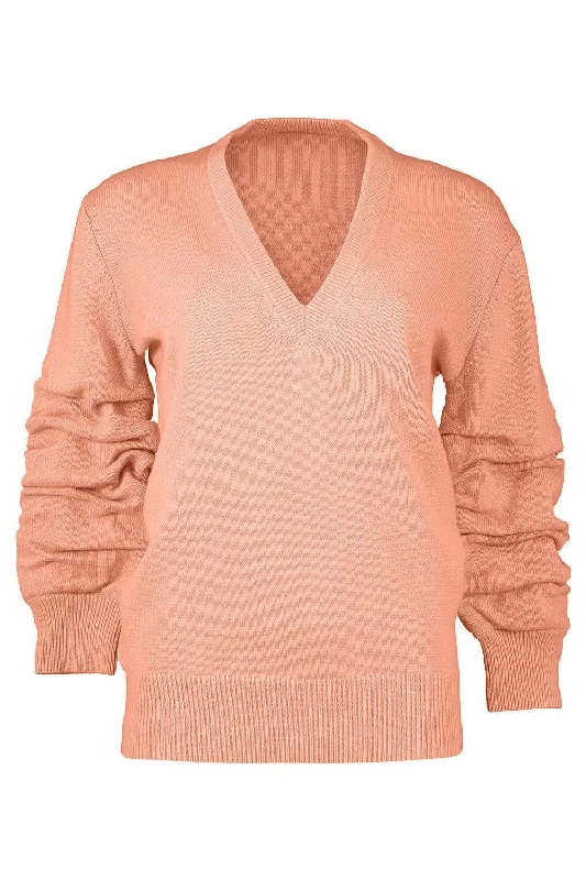 Stock Clearance Crushed Sleeve Sweater - Melon
