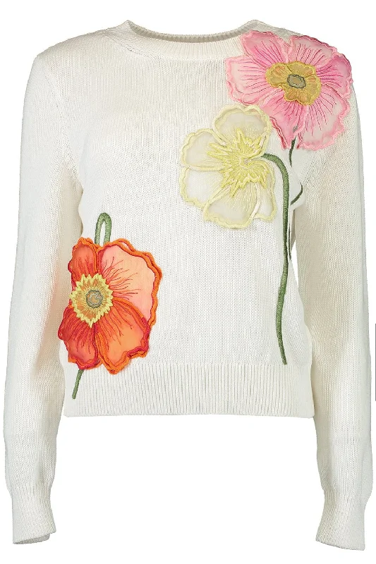 Weekend Deals That Amaze Painted Poppies Embroidered Jumper