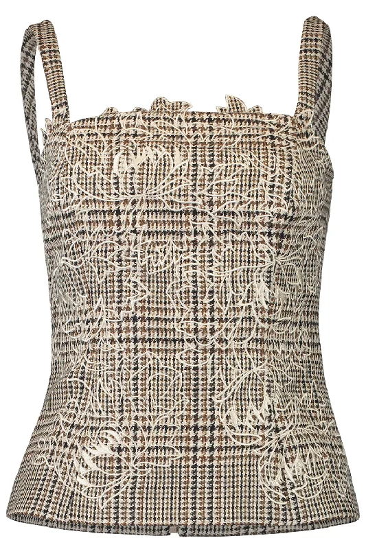 Best Choice Peony Appliqué Plaid Tank