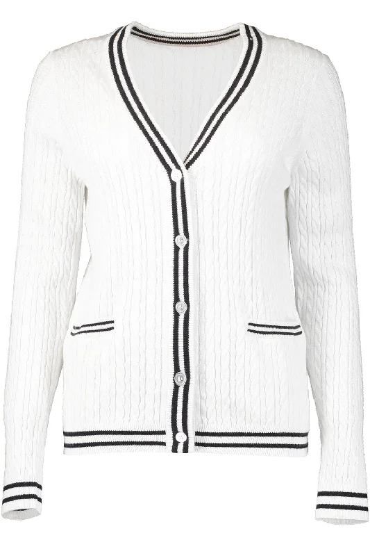 Quick Deals Cable Cardigan - White Combo