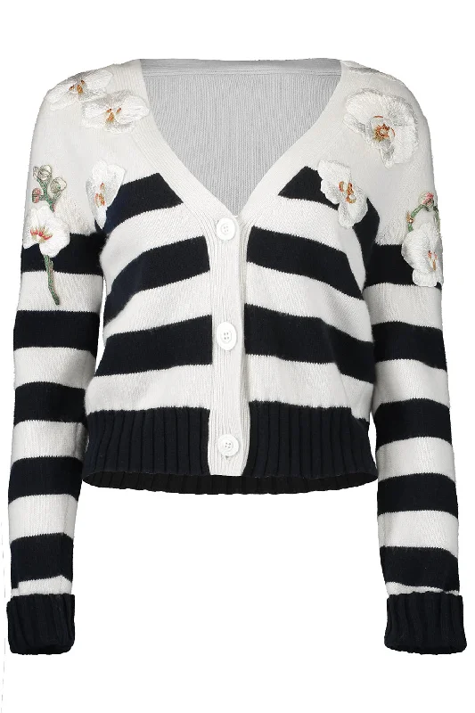 Weekend Specials to Delight Orchid Threadwork Striped Cardigan