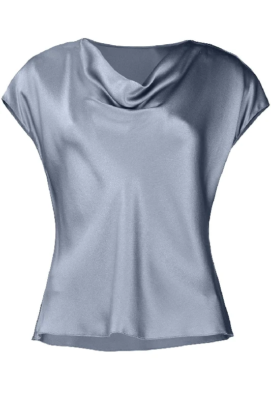 Online Deal Cowl Neck Cap Sleeve Blouse - Iris Water