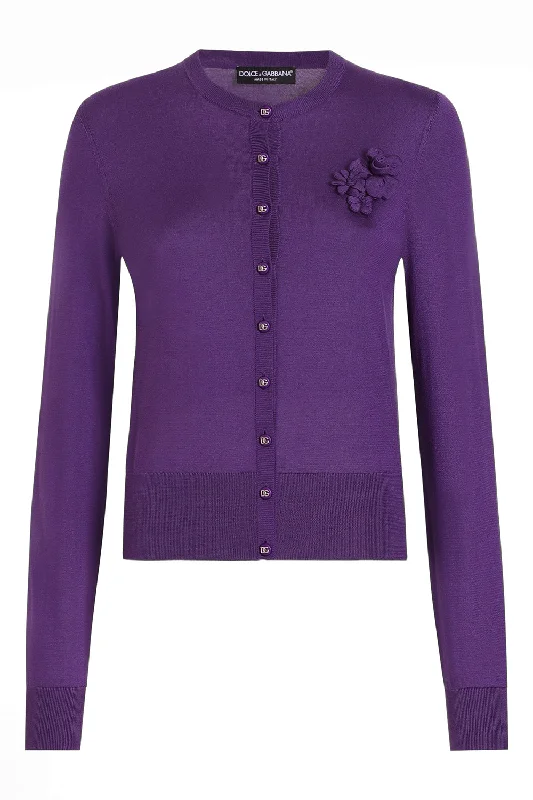 Online Deal Flower Applique Cardigan