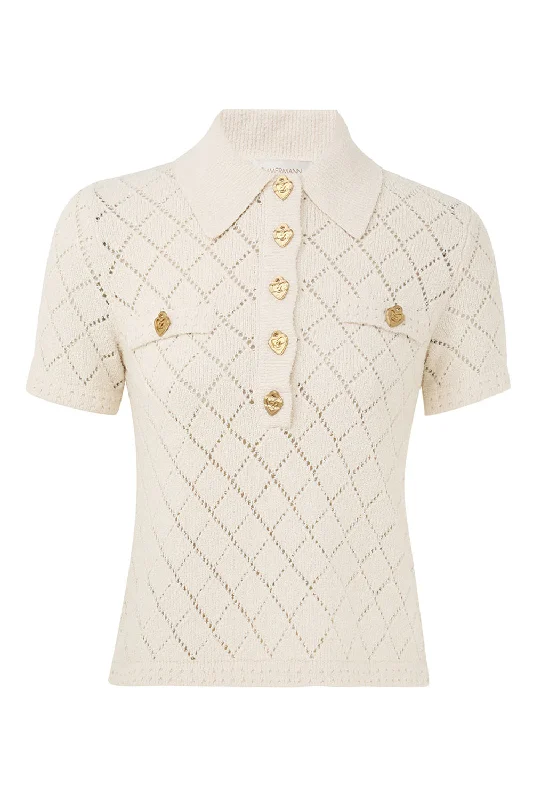 Weekend Offers That Sizzle Crush Polo Top - Cream