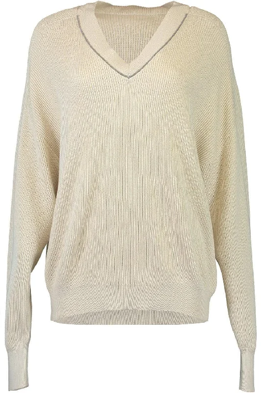 One-Day Only Monili Trim Vneck Sweater