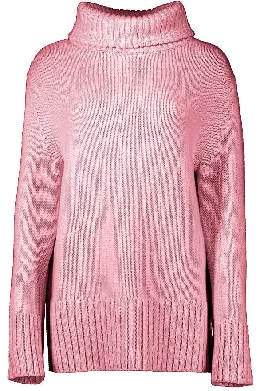 Low Cost Oversized Turtleneck Pullover - Mauve