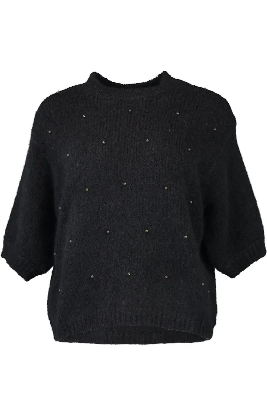 Super Discount Three Quarter Sleeve Embellished Sweater