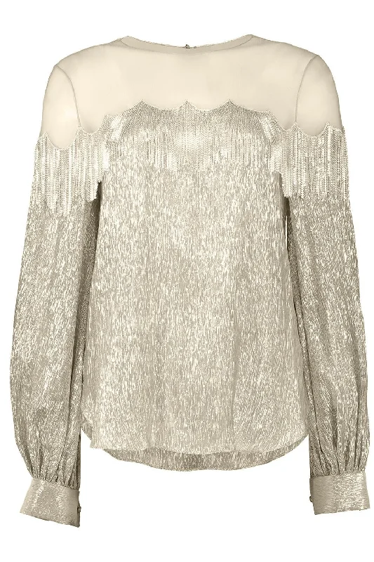 Weekend Deals That Amaze Long Sleeve Chain Fringe Embellished Blouse