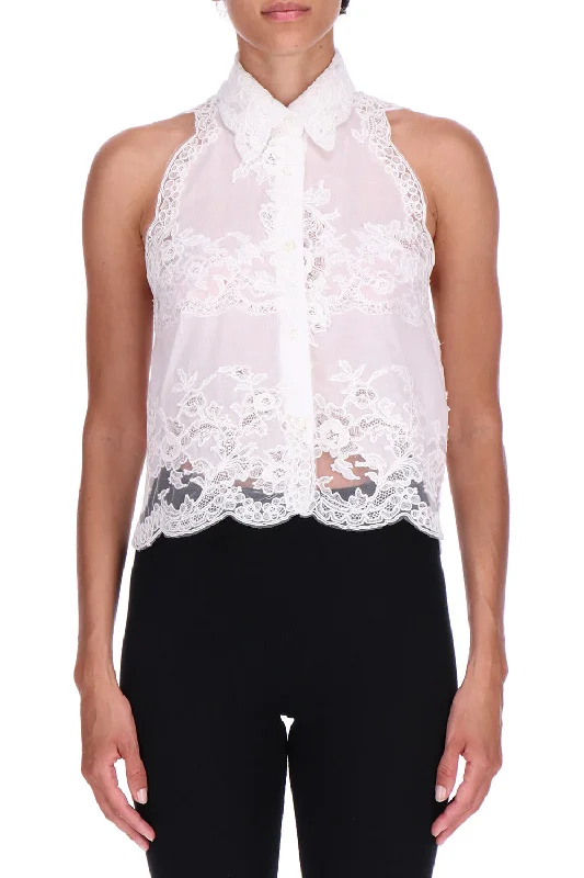 Weekend Offers That Amaze Sleeveless Embroidered Blouse