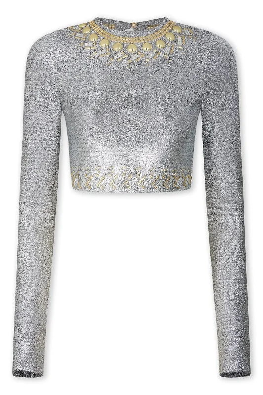 Midnight Madness Long Sleeve Crop Top