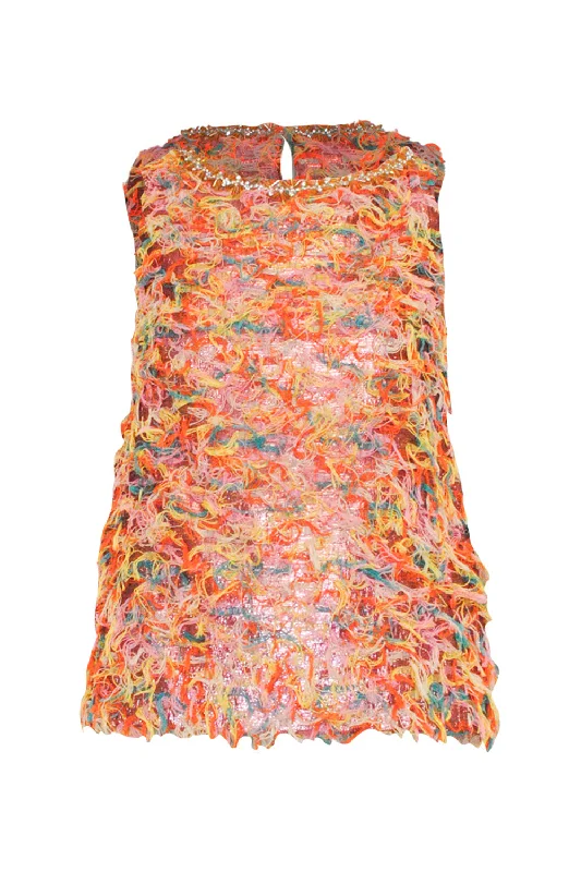 Weekend Offers That Shine Sleeveless Fringe Top