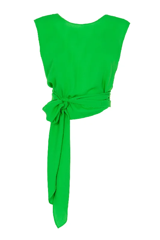 Weekend Specials to Indulge In Sleeveless Wrap Tie Blouse