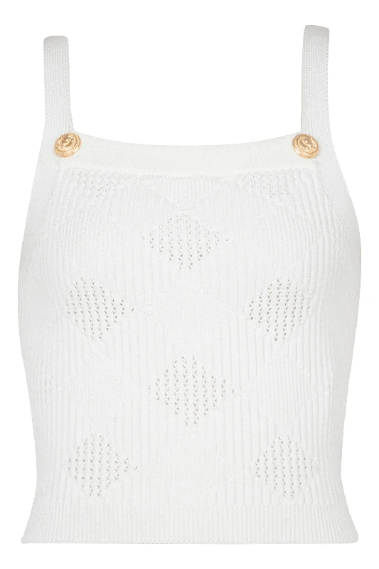 Don't Miss Out Two Button Short Tank - Blanc