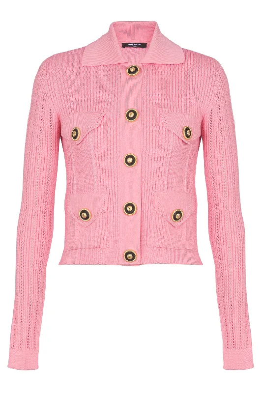 Time-Sensitive Buttoned Ribbed Cardigan