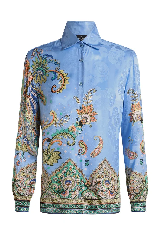 Super Deal Printed Blouse - Blue