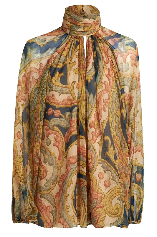Weekend Discounts to Indulge In High Neck Printed Blouse
