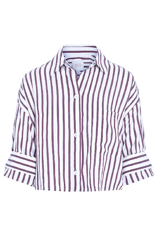 Extra Savings Next Ex Silk Shirt - White Brown Stripe
