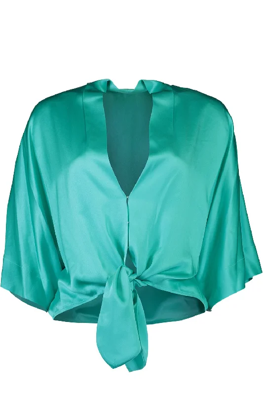 Overstock Clearance Dolman Tie Front Blouse