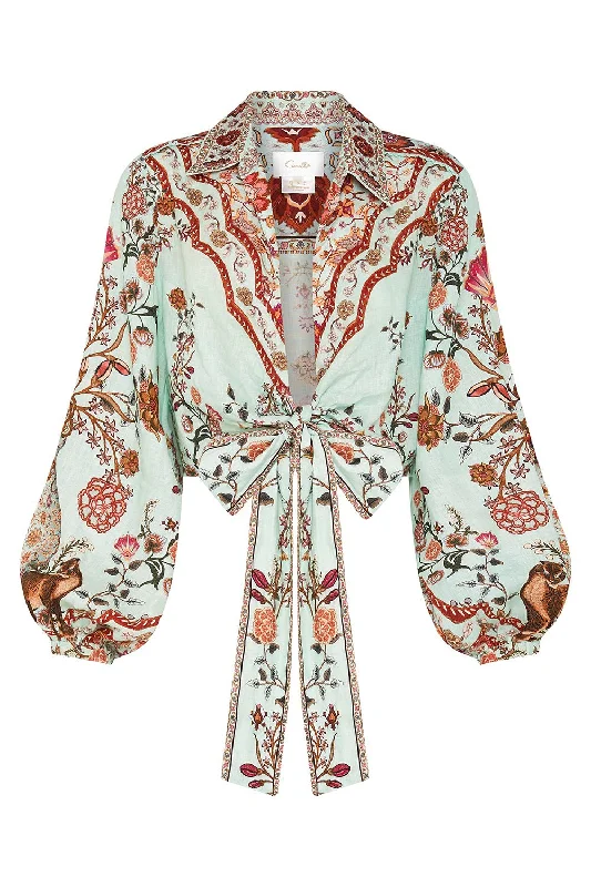 Weekend Savings Bonanza Cropped Wrap Shirt