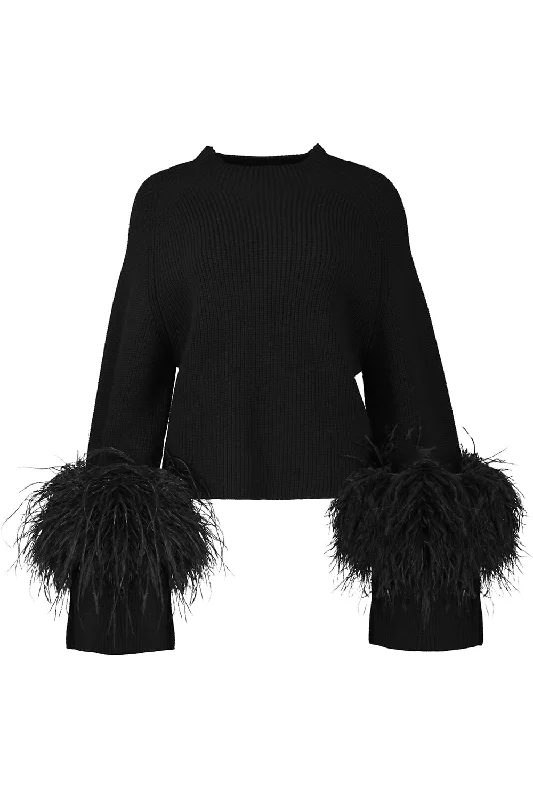 New Arrival Mock Neck Feather Sweater