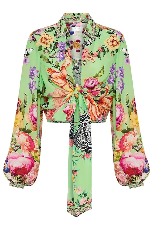 Weekend Savings Spectacle Cropped Wrap Shirt