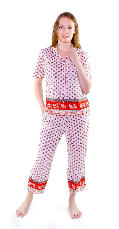 Weekend Discounts to Enjoy 100% Cotton Red and White PJs