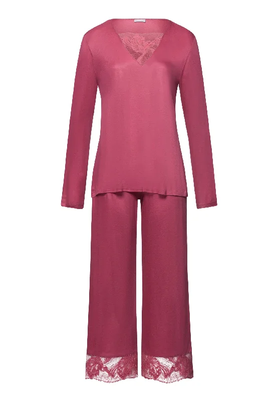Big Savings Eva Lace Accented Crop Pajama Set | Rose Wine 74887-2414
