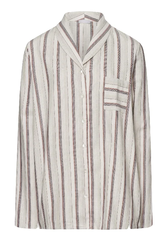 Lowest Rates Loungy Nights Cotton Shawl Collar Shirt | Meraki Stripe 74967-2165