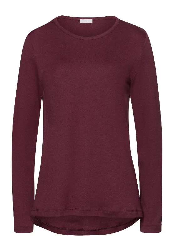 Low Cost Loungy Nights Relaxed Round Neck Cotton Top | Deep Maroon 76491-2483