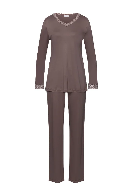 Can't Resist Moments Lace Trim Cotton Pajama Set | Stonewash 77041-2756