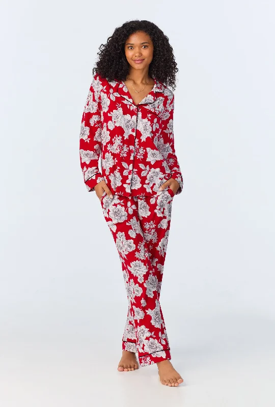 Super Sale Camellias Long Sleeve Classic Stretch Jersey PJ Set
