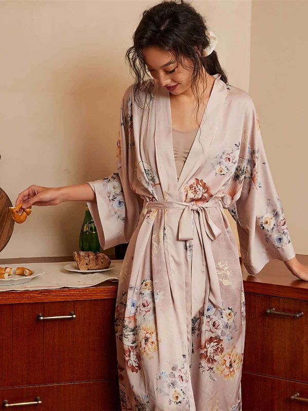 Extra Savings Folding Fan Kimono Robe
