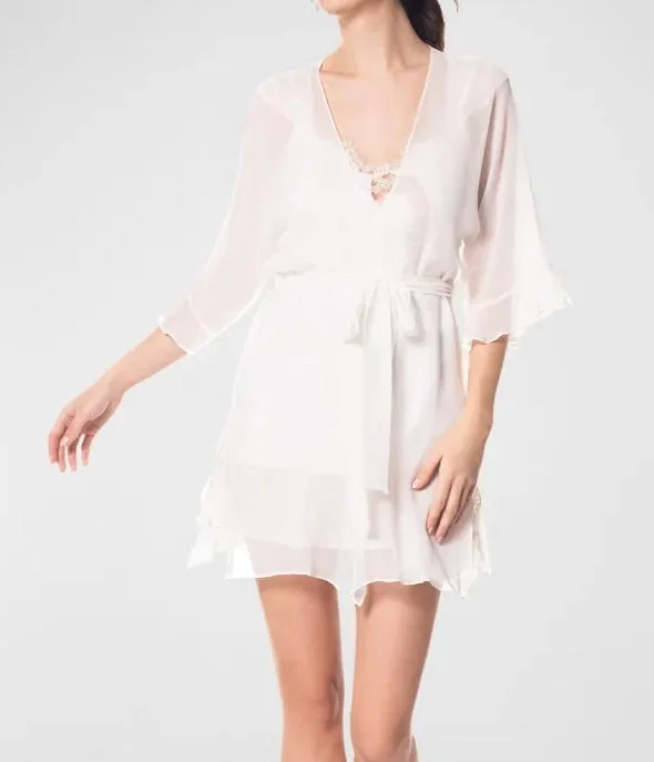 Weekend Offers That Excite CHRISTINE DESIGNS~ Angel Chiffon sheer mini robe w ruffle sleeve. 100% silk Weekend Offers That Excite CHRISTINE DESIGNS~ Angel Chiffon sheer mini robe w ruffle sleeve. 100% silk