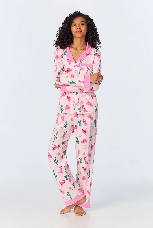 Price Drop Christmas Cowgirl Long Sleeve Classic Stretch Jersey PJ Set