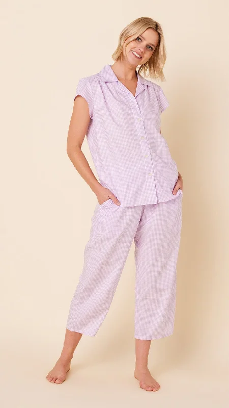Savings Galore Classic Gingham Luxe Pima Capri - Lavender
