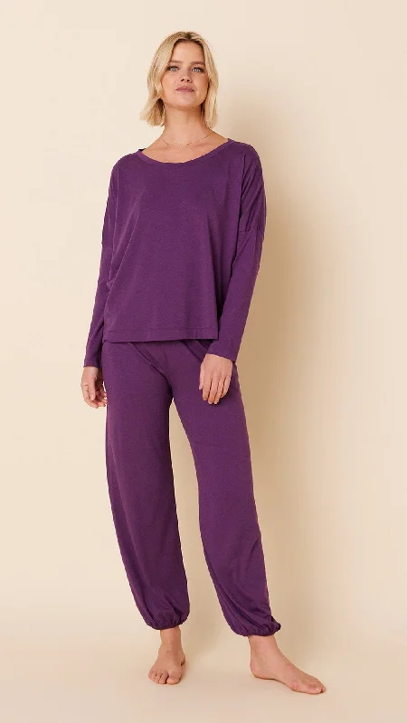 Hot Buy Classic Pima Knit Pullover Set - Aubergine