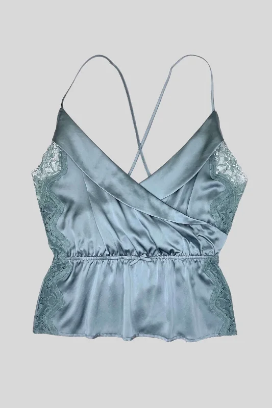 Fantastic Savings Classic Silk Tuxedo Cami/Short Set in Harbor Mist