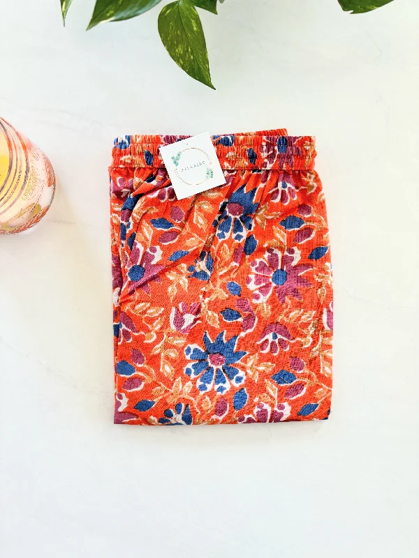 Top Pick Cotton Pajama Pants Women - Tangerine Twilight