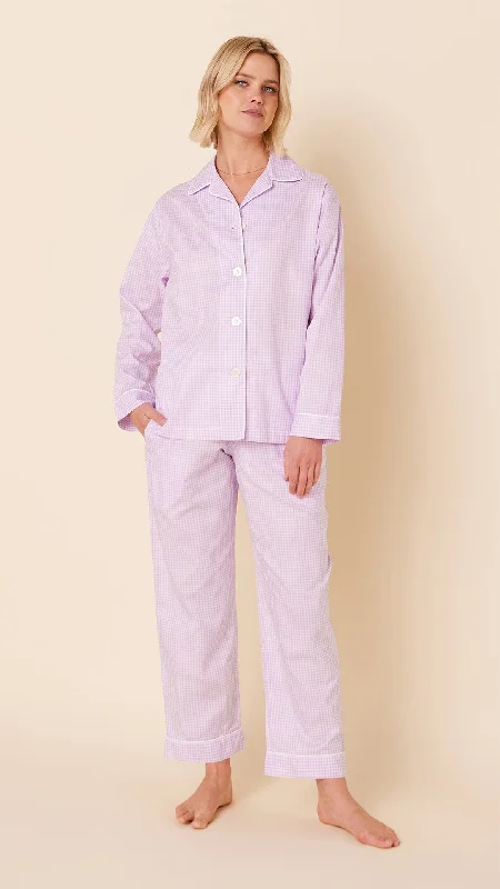 Cash Savings Classic Gingham Luxe Pima Pajama - Lavender