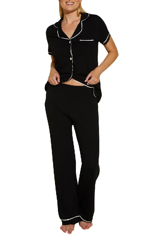 Flash Sale Cosabella 50% Modal and 50% Cotton Pyjama Short Sleeve Top & Long Pant in Black 9645 Flash Sale Cosabella 50% Modal and 50% Cotton Pyjama Short Sleeve Top & Long Pant in Black 9645