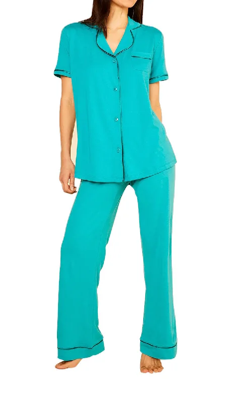 Instant Savings Cosabella 50% Modal and 50% Cotton Pyjama Short Sleeve Top & Long Pant in Jade 9645 ON SALE Instant Savings Cosabella 50% Modal and 50% Cotton Pyjama Short Sleeve Top & Long Pant in Jade 9645 ON SALE