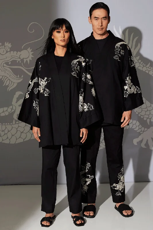 Weekend Deals That Thrill Dragon Techno Poplin Embroidered Unisex Kimono