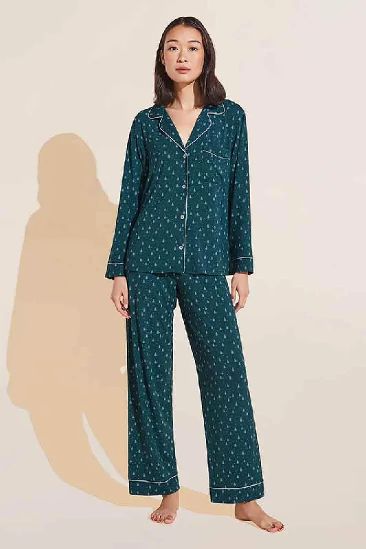 Weekend Deals That Please Gisele Printed Long PJ Set in Forest Foil