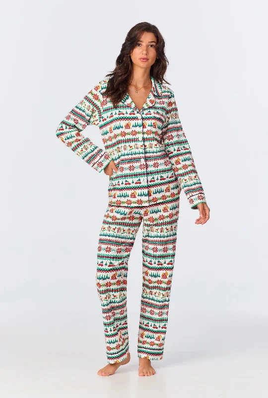 Weekend Savings Spectacular Festive Fairisle Long Sleeve Classic Stretch Jersey PJ Set
