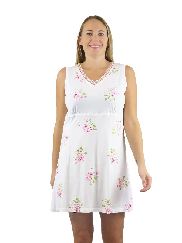 Limited Offer Floral Printed Cotton Knit Chemise