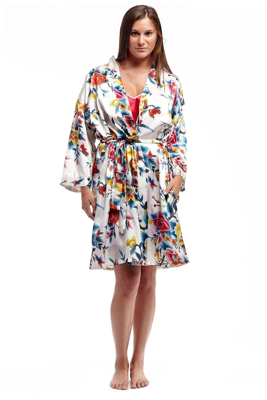 Exclusive Deal Floral Multi Colored Satin Robe