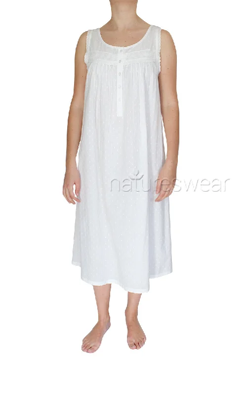New Deal French Country 100% Cotton Nightgown Sleeveless in White FCT170
