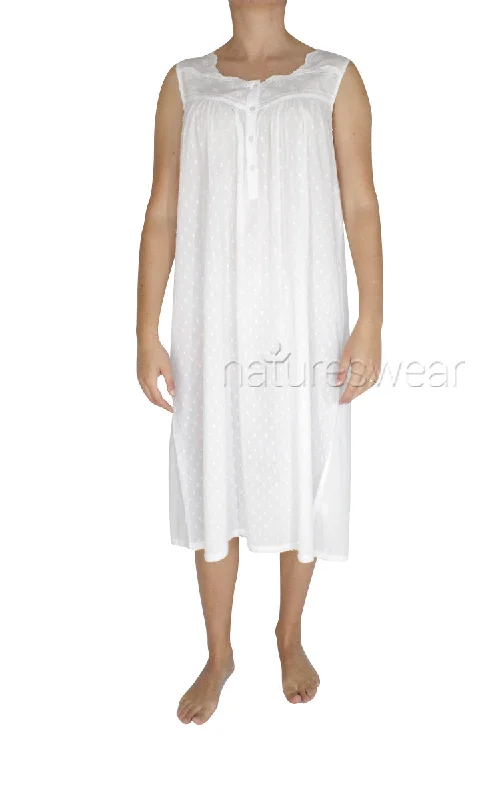 Take Advantage French Country 100% Cotton Nightgown Sleeveless in White FCW171
