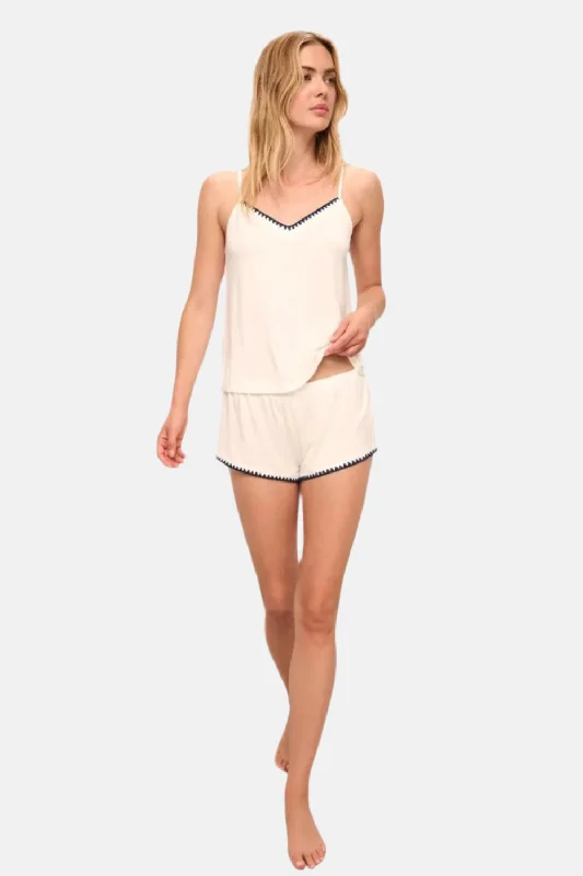 Overstock Clearance Frida Cami and Short Set in Ivory/Navy