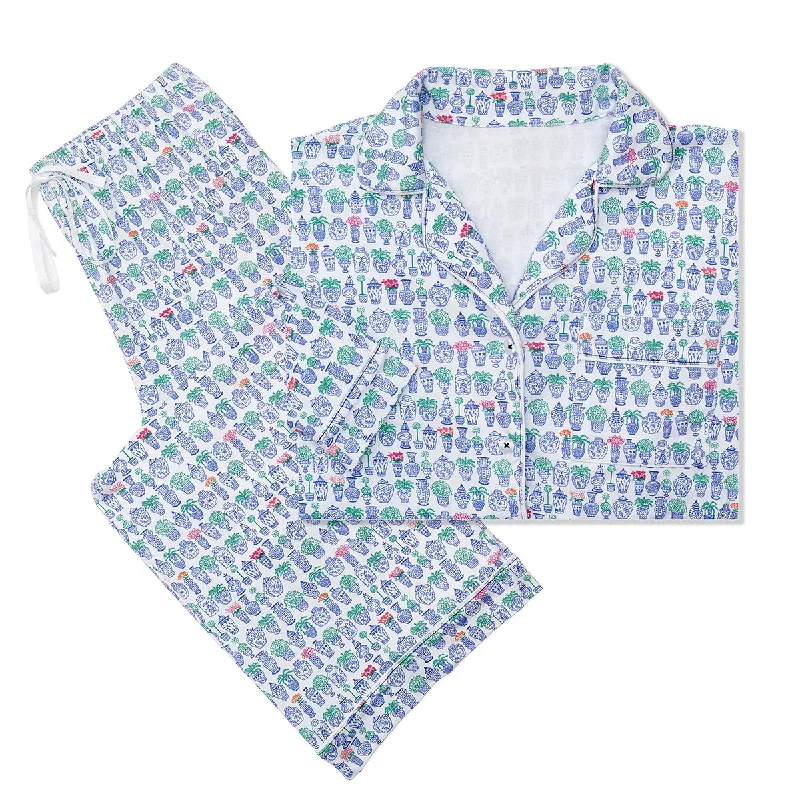 Weekend Offers That Dazzle Ginger Jars Women’s Button Front Long Pajama Set